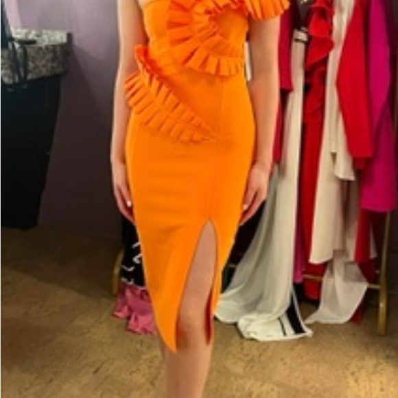 Orange Ruffle Dress - Picture 2 of 2